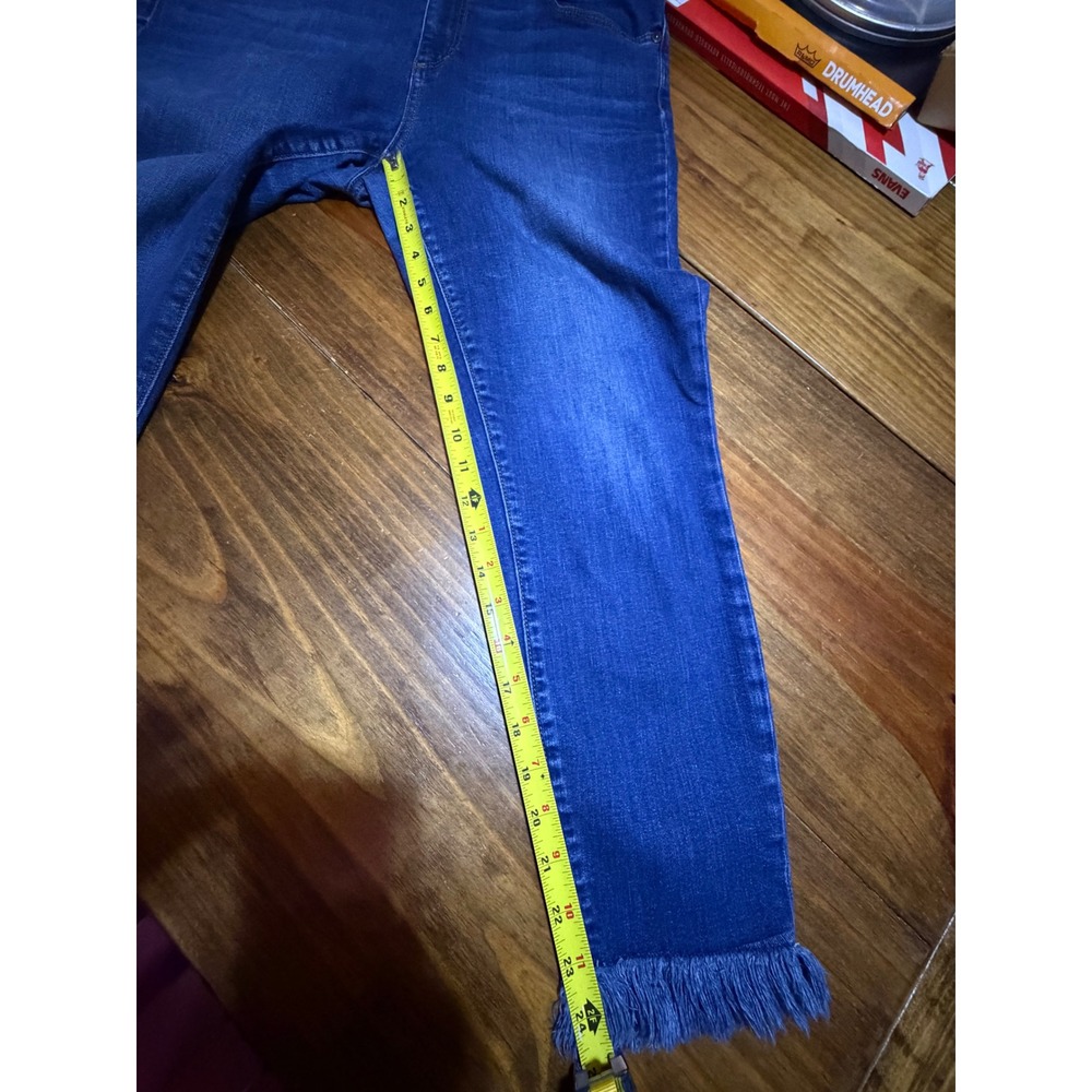 LOFT Outlet Frayed Hem Ankle Jeans Womens 14 Blue Mid Rise Skinny Stretch Denim - Picture 10 of 12